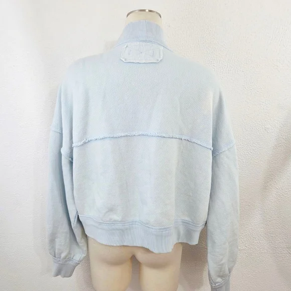 Free People We The Free Lou Day Cardi pastel blue cardigan sweatshirt women's XS - Picture 4 of 9